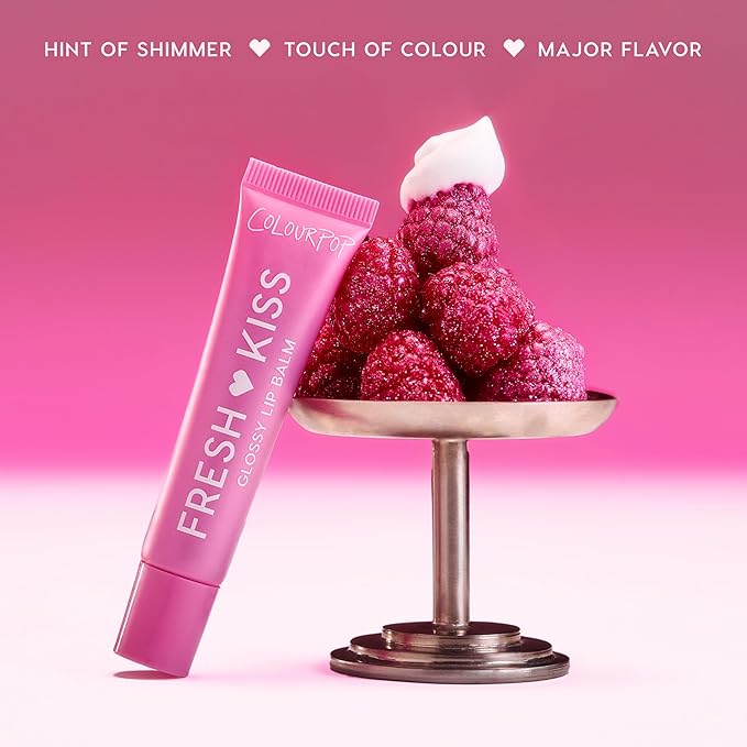 ColourPop Fresh Kiss Glossy Lip Balm - Hydrating Lip Care Enriched with Peptides + Hyaluronic Acid - Pearlescent Shimmer Finish - Vegan + Cruelty-Free - Raspberry Crème (0.49 oz)