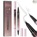 2 Pack Eyebrow Pen, Waterproof Microblading Eyebrow Pencil, 2-in-1 4 Tip Eye Brow Makeup Pen for Women with Precise Curved Brush-Tip Create Natural Hair-Like Brows, Last All-Day (Cool Brown)