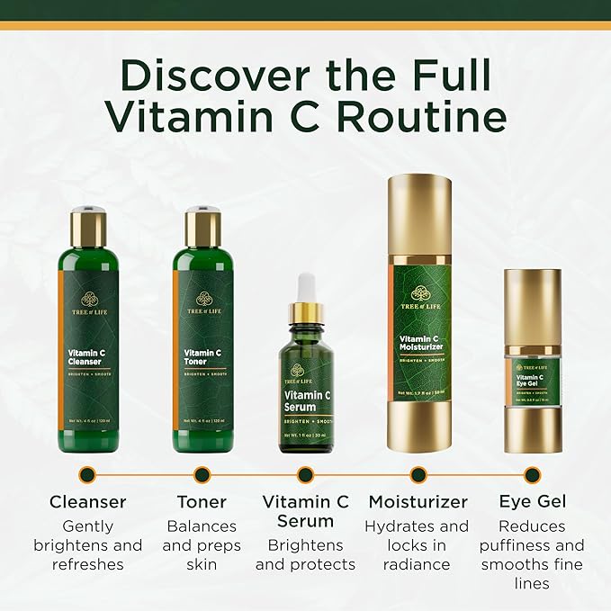 Tree of Life Vitamin C Serum For Face - Brightening Face Oil for Dark & Age Spots - For Dry & Sensitive Skin with Vitamin E for Soft Smooth Glow - Dermatologist Tested, 1 Fl Oz