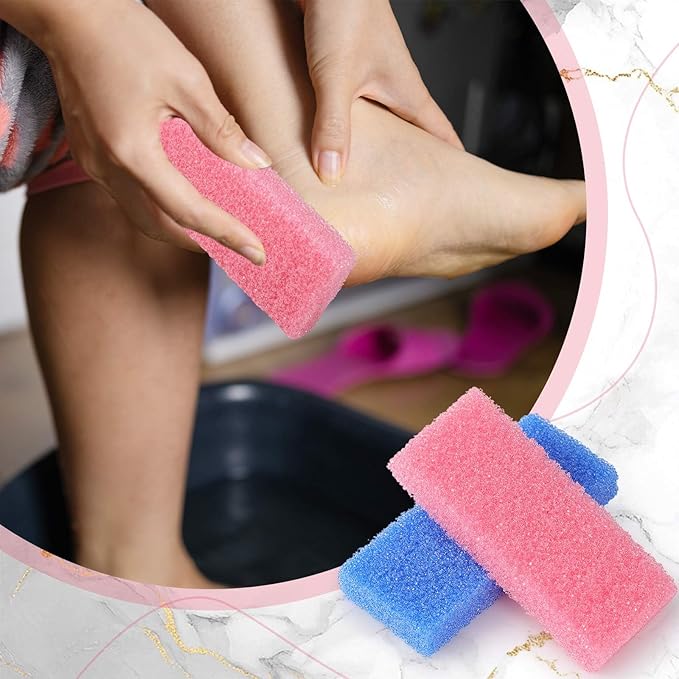 Batiyeer 100 Pcs Pumice Stone for Feet Scrubber Dead Skin Disposable Pedicure Pumice Stone Foot Shower Scrubber for Heel Cuticle Callus Remover Bath Spa(Blue, Sky Blue, Pink, Yellow)