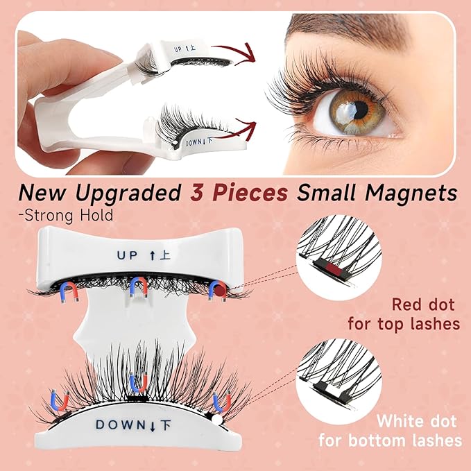 Higu clace Magnetic-Eyelashes with Applicator 4 Pairs Magnetic-Lashes Natural Look Wispy Magnet Lashes Easy to Wear and Remove（DJCX-A03)