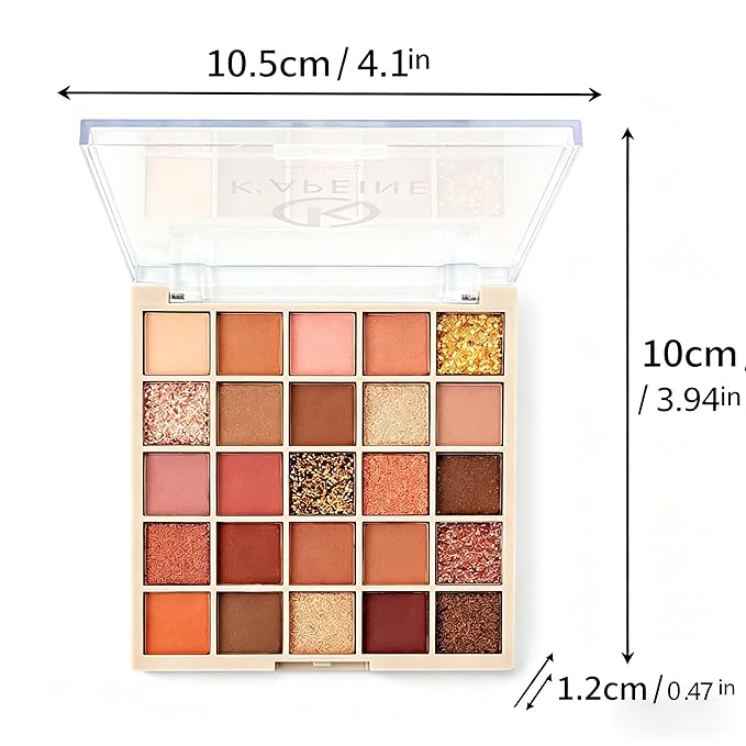 K'APEINE 25-Color Eyeshadow Palette, Warm Neutral Nude Pink & Brown Shades, Matte Shimmer & Glitter Finishes, Highly Pigmented, Blendable Long-Lasting, Soft Glam Day-to-Night Makeup