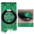 Afflano Green Glitter Eyeshadow Makeup, Chrome Emerald Green Eyeshadow palette Instant Color, Highly Pigmented, Metallic Viridian Shimmery Eye Shadow for St Patricks Wicked Sparkle Eye Face Makeup