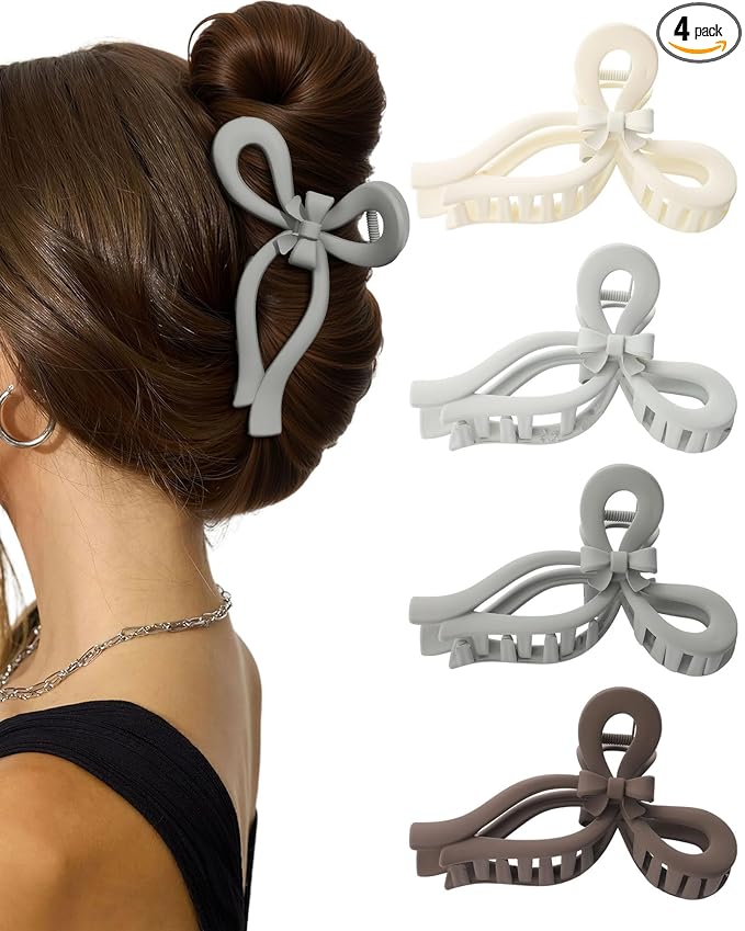 4 PCS Bow Hair Clips for Women Bow Claw Clip 5" Extra Large Hair Claw Clips for Thick and Long Hair Cute Bows Big Clip Mother’s Day Gift for Mom