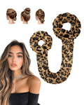 BONNET QUEEN Satin Heatless Hair Curler, Overnight Curls for Long Hair, Ultra Soft Daily Use of Hair Accessories & 2 Scrunchies, Damage-Free Styling, Soft Hair Curlers for Overnight, Leopard