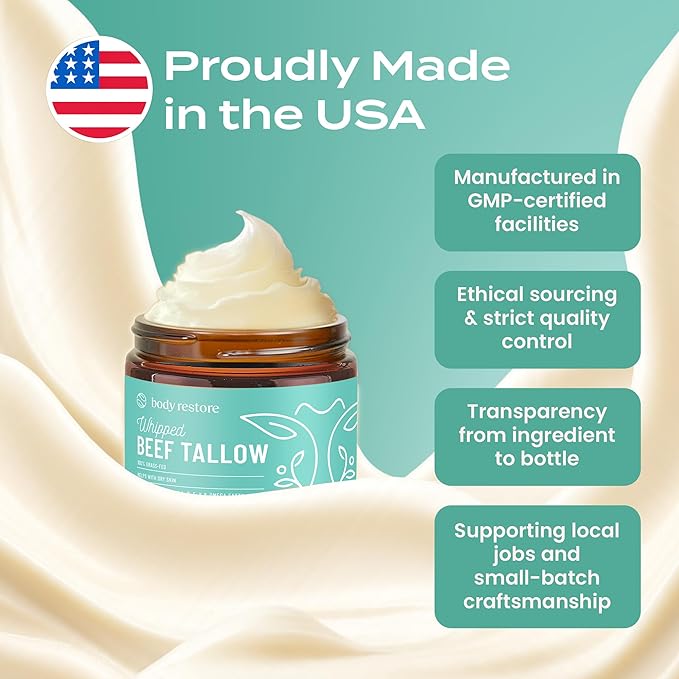 Body Restore Whipped Beef Tallow Balm – Fathers Day Gift for Dad from Daughter Son Wife, Grass Fed Face & Body Moisturizer, Birthday Gifts for Men, Self Care Spa Gifts – Eucalyptus