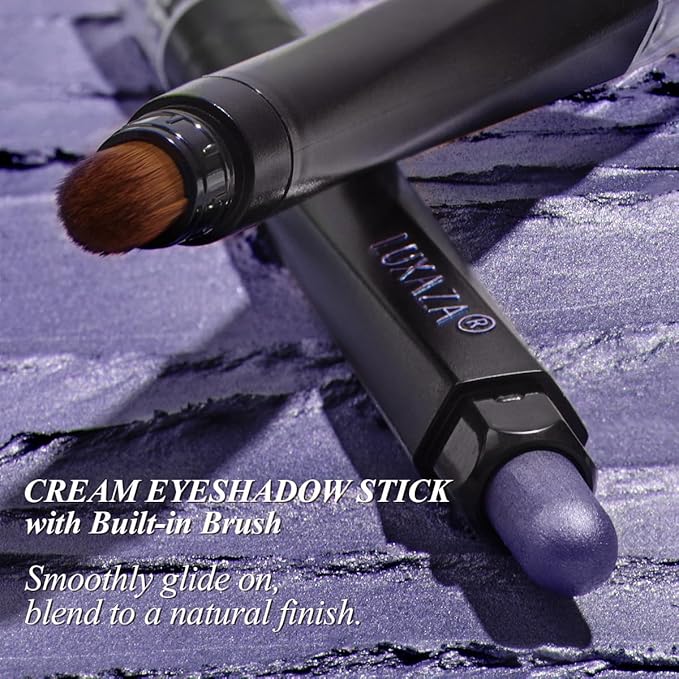 LUXAZA PRO Purple Eyeshadow Stick 6PCS Set, Metallic Shimmer Matte Cream Eye Shadow Palette Brightener Pencil Crayon, Halloween Makeup - BLUEBERRY