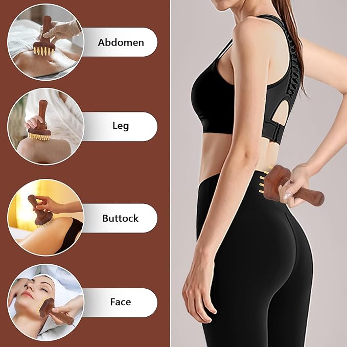 KintKita Wood Therapy Massage Tools,Lymphatic Drainage Massager Helps Reduce Cellulite for Belly Arms & Legs, Anti Cellulite Massager Body Sculpting Tools for Body Contouring & Muscle Relief