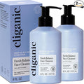 Cliganic Hydrating Gel Cleanser with Triple Botanical Complex® – Gentle Face Wash with Jojoba Rosehip Argan Oils Removes Makeup & Impurities Aloe Vera Glycerin for Balanced Glowing Skin 8oz 2 PACK