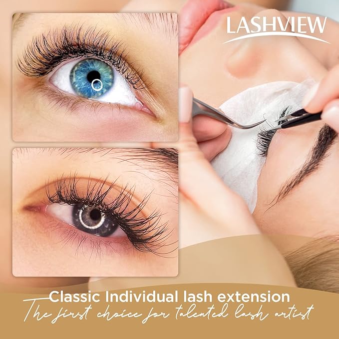 LASHVIEW Eyelash Extensions,Individual Lashes,Premium Single&Classic Lases,0.15 D Curl Thickness 13mm,Natural Semi Permanent Eyelashes, lashes individual,Soft Application-friendly