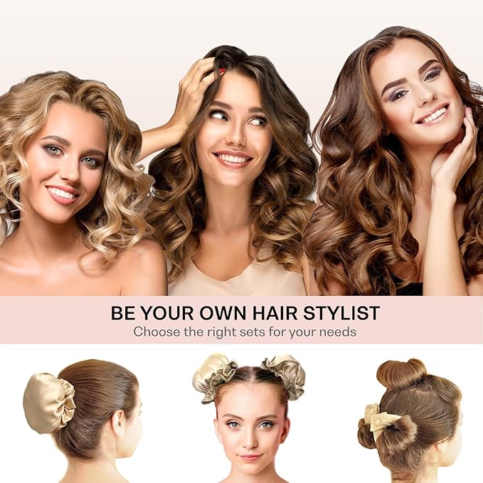 Satin Heatless Hair Curler 3Sets/6PCS, Soft Heatless Curling Rod Headband for All Hair Types (D-3Sets-Light Purple)