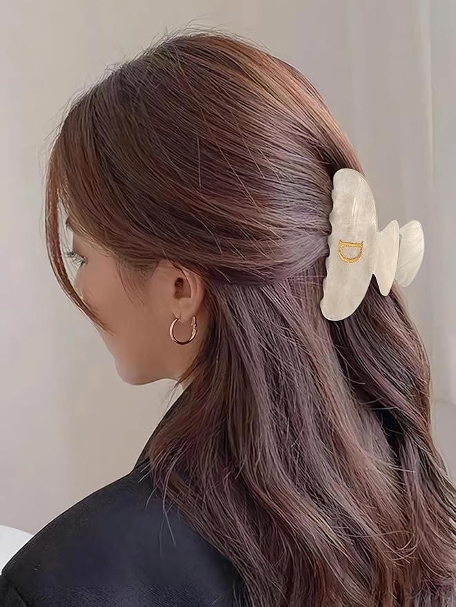 Acrylic Letter Hair Clips For Women Alphabet Hair Claw Initial Hair Clip Fashion Glitter Chic Monogram Claw Clip Hair Accessory Large Hair Clips D