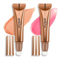 KYDA 2 Colors Liquid Blush Wand Set, Matte Shimmer Blush Duo, Buildable Smooth Coverage for Natural Glow Cheeks Color, Lightweight Blendable Formula, Sunset Glow+Matte Pink
