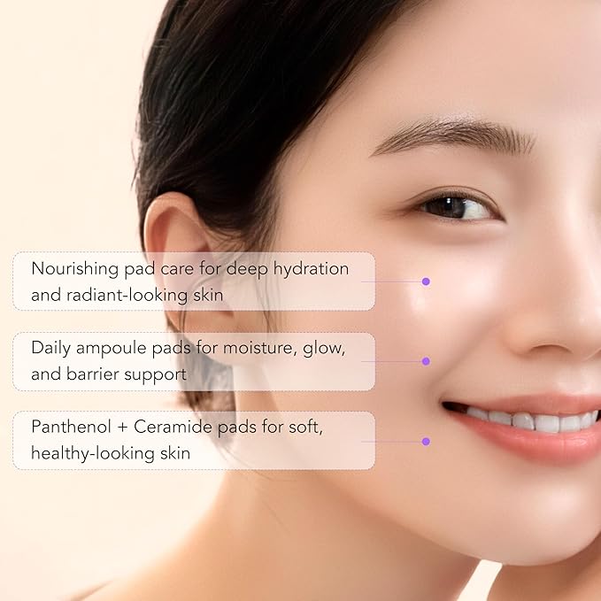 LEADERS Nutrition Ampoule Toner Pad - Deep Nourishing Hydrating for Glowing Skin | Vegan-Certified | Korean Skincare 60 Pads x 150ml