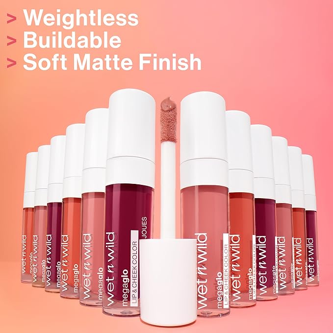 wet n wild Mega Glo Lip & Cheek Color, Creamy Rosy Stain, Buildable Multi-Use Soft Matte Finish, Vegan & Cruelty-Free - Rosy Romance (Pack of 2)