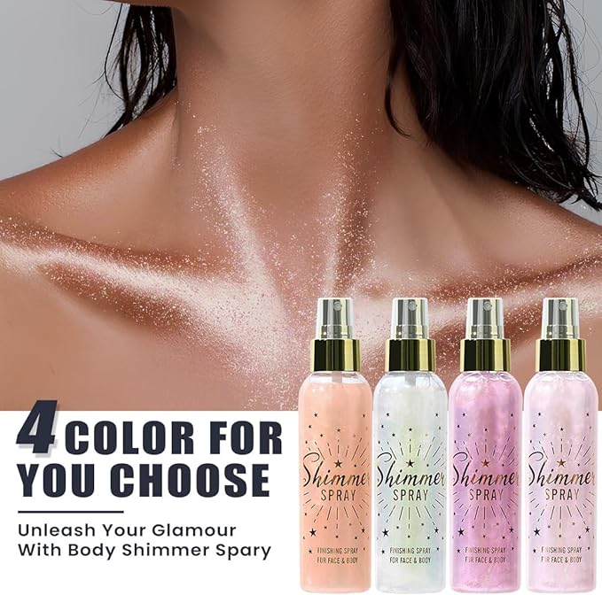 Glitter Spray for Hair and Body, Glitter Body Spray, Glitter Spray for Clothes, Quick-Drying Waterproofing Body Shimmer Suitable for Festival Rave 3.72fl Oz (Pink, 3.72 fl oz)