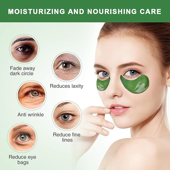 Lip Mask & Eye Mask-30PCS Under Eye Patches Skincare for Puffy Eyes Bags Reducing Dark Circles,Collagen Hydrating Moisturizing Smoothing Gel Pads for Fade Fine Lines Anti-Aging Wrinkles Avocado