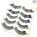 Sunniess Ombre Colored Lashes Silk Protein Fluffy Wispy Volume Fake Lashes for Halloweens Cosplay Party Stage Russian D Curl Lashes with Color Make up Faux Mink False Eyelashes
