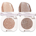 2 Pcs Glitter Eyeshadow Single, Ultra-Fine Sparkling Diamond Shimmer, Long-Lasting Sheer Eye Makeup, Crease-Proof & Buildable Eye Shadow Topper, Gold & Brown Champagne