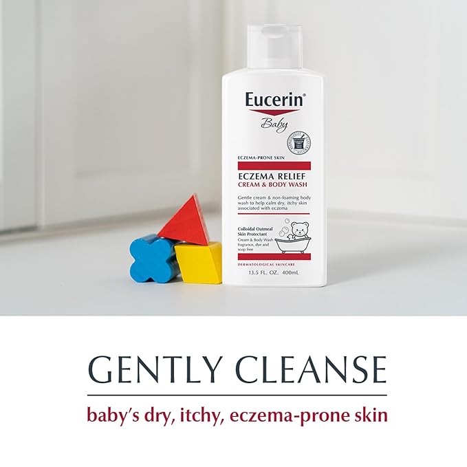 Eucerin Baby Eczema Relief Cream Body Wash, Fragrance Free Eczema Body Wash for Babies with Colloidal Oatmeal, 13.5 Fl Oz Bottle
