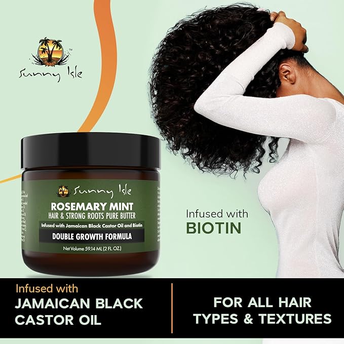 Sunny Isle Rosemary Mint Hair & Strong Roots Butter 2oz - Biotin, Jamaican Black Castor Oil