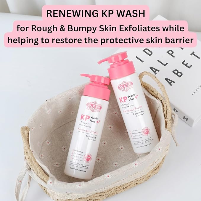 QUEEN KP WASH | Body Keratosis Pilaris Exfoliating Body Wash Plus Collagen Niacinamide |15% Glycolic Acid, 2% Salicylic Acid Reduces Rough & Red Bump, Gets Rid Of Redness-Fragrance Free