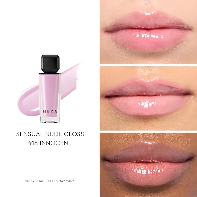 HERA Sensual Nude Lip Gloss #18 INNOCENT | Volumizing Sheer & Glossy Finish, Non-sticky, Moisturizing and Hydrating, Korean Makeup, 0.17 oz. (5g)