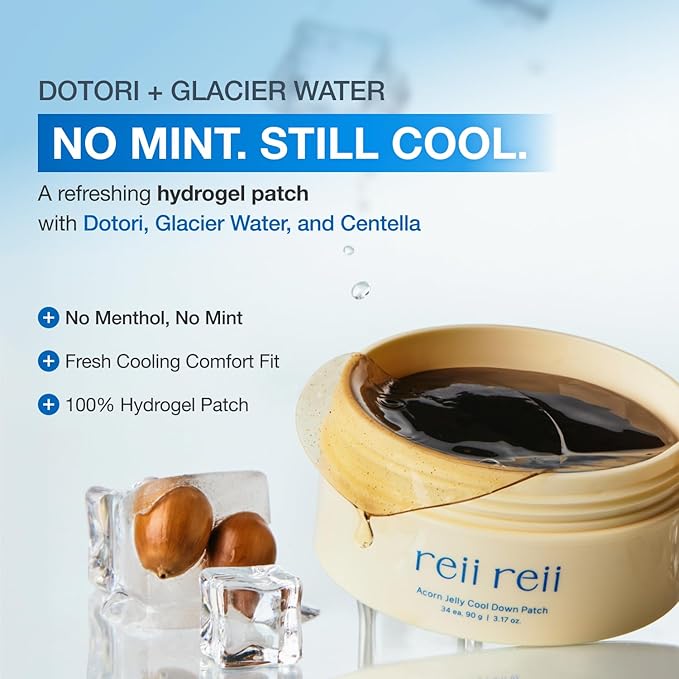 Acorn Jelly CoolDown Patch – Vegan Hydrogel Patches with Dotori Extract & Glacier Water for Instant Cooling & Soothing Relief – Non-Slip Fit, skincare coreano, Korean Skincare (34ea)