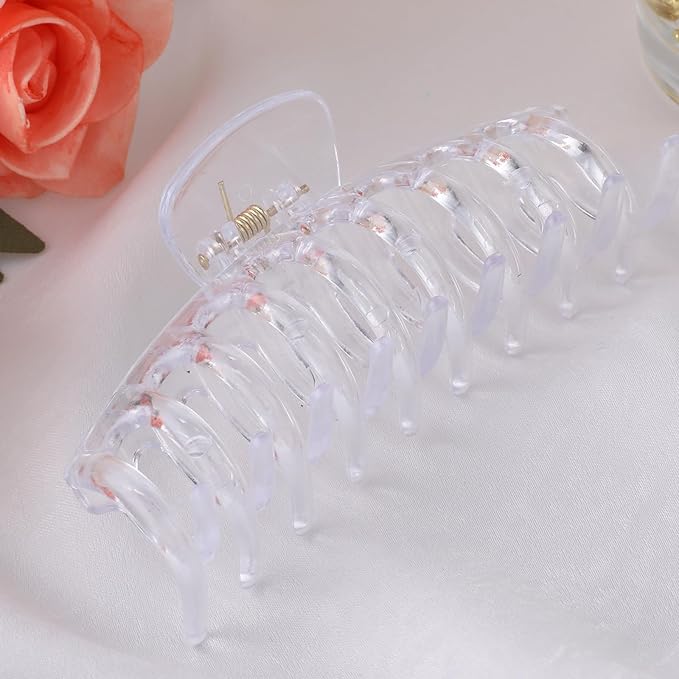 3 Pcs Clear Hair Clips For Women, Non-Slip Claw Clips, Transparent Large Claw Clips For Thick Hair Curly Hairstyle, Suitable For All Kinds Of Hairstyle Decoration