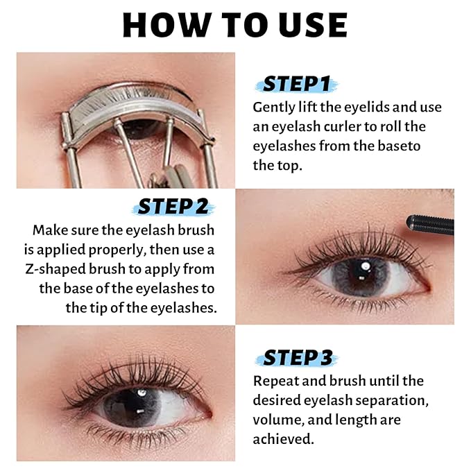 SPRINGSKY Black Curling Iron Mascara - Wand Metal Rod Mascara Lash-Lifting & Volumizing, Smudge Proof & Long Lasting Eyelash Makeup