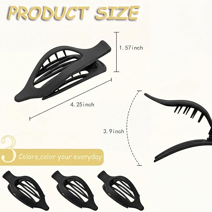 Flat Claw Clips for Women, Large Duckbill French Hair Clips, 6 Pack Non-Slip Matte Hair Accessories for Thick & Thin Hair