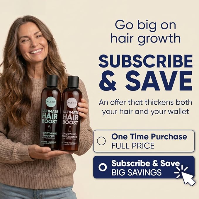 Moerie Hair Growth Shampoo and Conditioner for Women and Men, Hair Loss Solution with Biotin and Rosemary, Thickening Shampoo and Conditioner for Thinning Hair – Promotes Regrowth, Double Set
