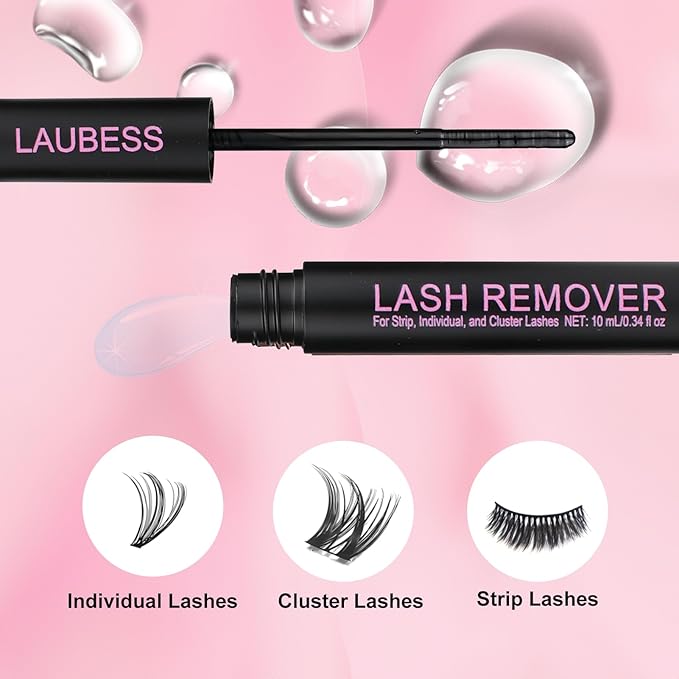 Lash Remover for Lash Extensions LAUBESS 10ml Lash Glue Remover Individual False Lash Cluster Remover DIY Lash Extension Remover Eyelash Glue Remover