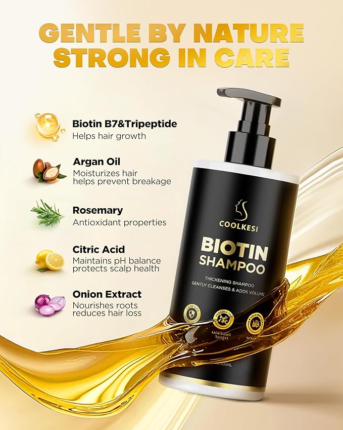 Tripeptide-Infused Biotin Hair Growth Shampoo and Conditioner Set, Onion Anti-Loss Volumizing Moisturizing Treatment for Soft Shine Hair, Dandruff Routine Shampoo for Men and Women, 2x16.9oz