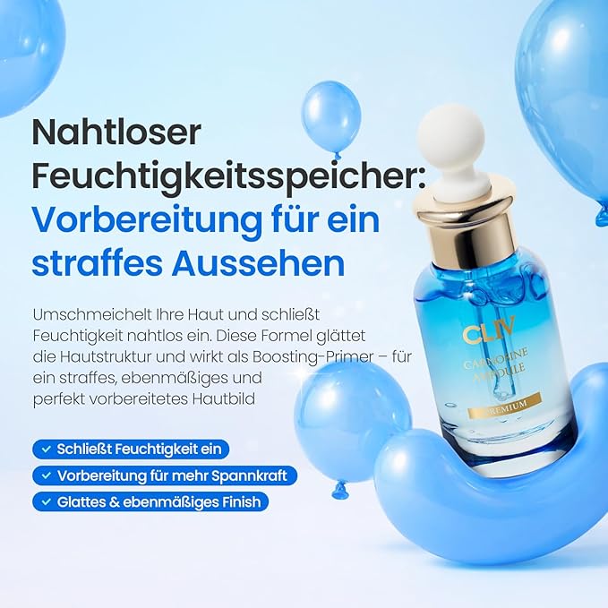 CLIV Carnosine Ampoule, Korean Skincare Hydrating & Smoothing Face Serum with Carnosine, Retinol & Peptides, Moisture Layering for Skin Balance, balloon serum 1.01 fl oz