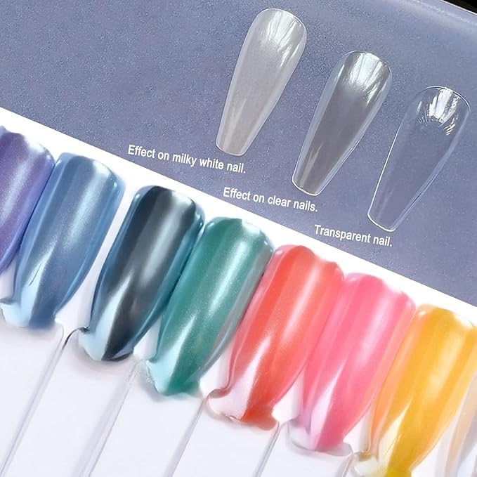 Magic White Pearl Chrome Nail Powder Solid Shell Fairy Glitter Nails Art Powder Holographic Ice Transparent Mermaid Moonlight Effect Manicure Pigment With Tool