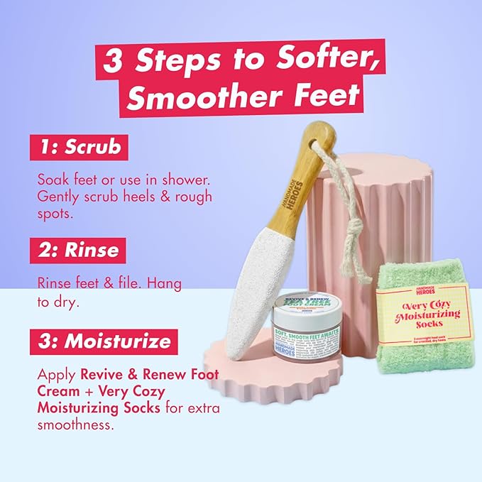 Handmade Heroes Foot Exfoliator - Deep Skin Smoother for Dry, Rough Areas & Cracked Heels – Natural Scrub for Silky Soft Skin