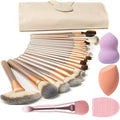 Makeup Brush Set, NEVSETPO 28PCS Make Up Brushes For Women Include 24 Makeup Brushes 2 Sponges, 1 Dual End Mask Spatula, 1 Brush Egg Cleaner, 1 Travel-Friendly Easy Clean Roll Up Makeup Bag