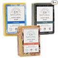 Goat Milk Soap Bar (Variety 3 Pack) - Natural Bar Soap for Men & Women - Handmade w/Real Milk, Hands/Body - Premium, Gentle, No Dyes - (Large, 5oz) Sandalwood, Charcoal, Unscented