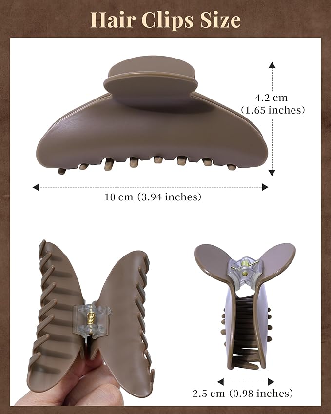 Mesovor 4 Pack Acrylic Hair Clips Claws, Nonslip 3.94" Large Hair Grip Hairclips for Thin and Thick | French Banana Barrettes Hair Strong Hold Hair Jaw Clamps (Neutral Matte)