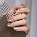 MAYCHAO 15ML Silk Nude Brown Cat Eye Gel Nail Polish 1Pc Glassy Brown Purple Cat Eye Gel Polish Soak off Holographic Magnetic Nail Polish for Nail Art Manicure Salon DIY at Home, 0.5 OZ