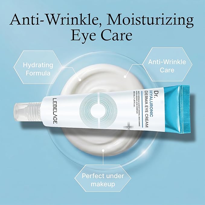 LEBELAGE Derma Eye Cream 1.35 fl oz | Lightweight Eye Moisturizer | Fast-Absorbing Daily Under Eye Cream for Smooth, Hydrated Skin Feel | Korean Skincare Routine (Hyaluronic)