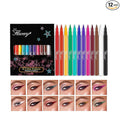 12 Colors Liquid Eyeliner Set, Colorful Neon Eyeliner Pencil Matte Colored Pen Waterproof Long Lasting Pigmented Rainbow Eye Liner Halloween Christmas Makeup Gift Kit for Women (multcolor)