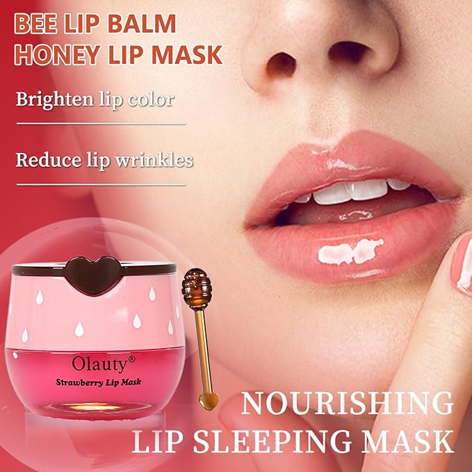 10 PCS Bee Lip Balm Honey Pot, Honey Lip Mask Bulk, Moisturizing Lip Sleeping Mask Hydrating Prevention Dry & Cracked Lip, Reduce Lip Lines and Wrinkles, Mothers Day Gifts，Bulk Gifts