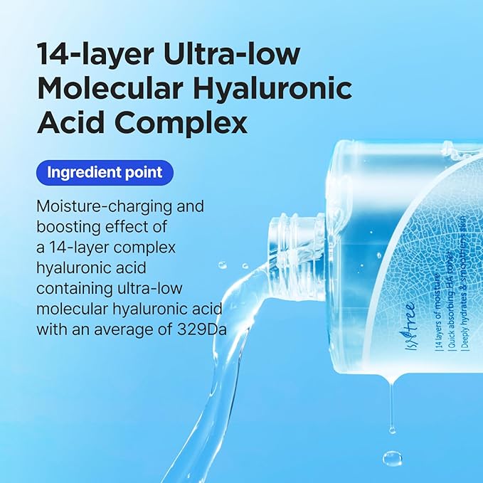 ISNTREE Ultra-Low Molecular Hyaluronic Acid Toner 300ml, 10.14 fl.oz | Korean Skincare | Quick Absorbing | Deep Hydration & Skin Smoothing | Vegan & Fragrance-Free
