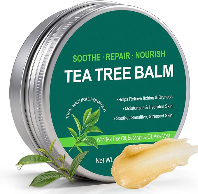 Tea Tree Balm for Fast Itchy Skin Relief – Soothes Discomfort from Bug Bites, Rashes, Dry Skin & Foot Irritation – Natural, Fragrance-Free & Gentle Formula, Safe for Sensitive Skin and All Ages
