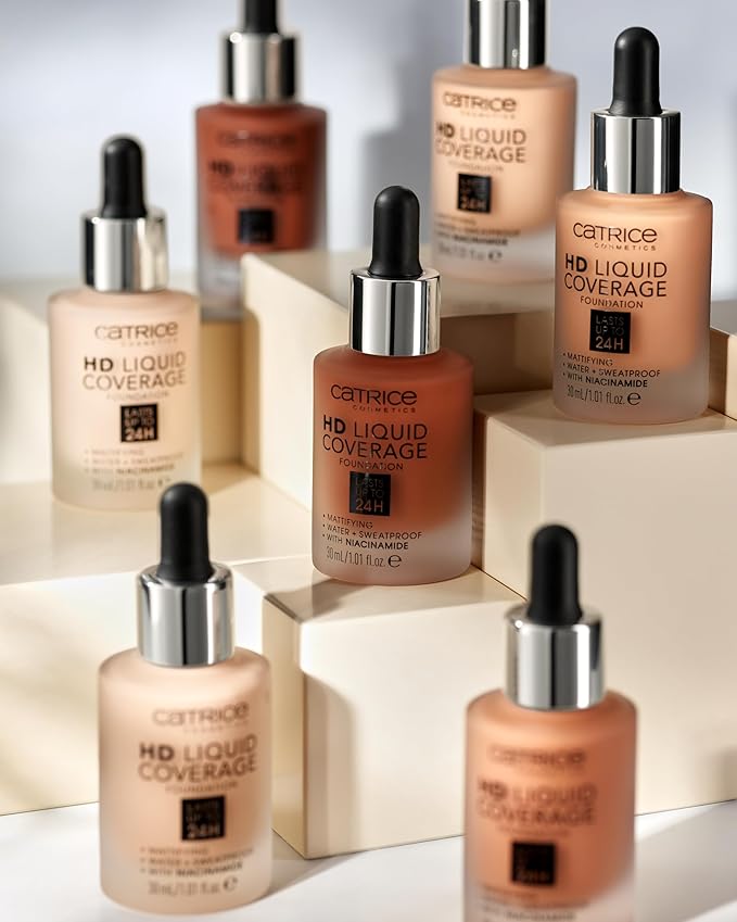 Catrice | HD Liquid Coverage Foundation | 24H Wear, Matte Finish, High Coverage, Waterproof Formula with Niacinamide | Vegan & Cruelty Free (082 | Warm Caramel)