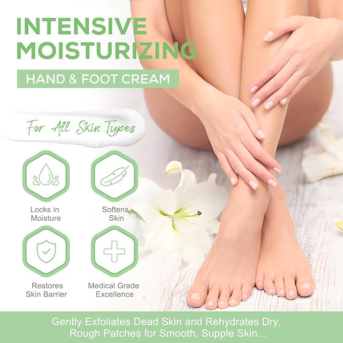 Urea Cream 40%, with 2% Salicylic Acid 4.23 oz, Powerful Softening of Cracked Heels, Quick Absorption, Urea Foot Cream for Dry Heels, Hands, Feet, Knees & Elbows
