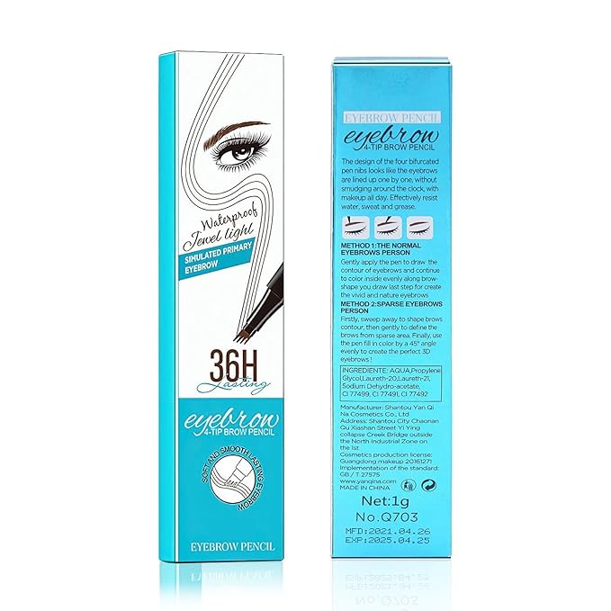 3D Waterproof Microblading Eyebrow Pen 4 Fork Tip Tattoo Pencil, Long-Lasting Brow Microfilling Eyebrow Pen, Easy to Use Microblade Eyebrow Pencil Eyebrow Brush (2 PCS (Light Brown))