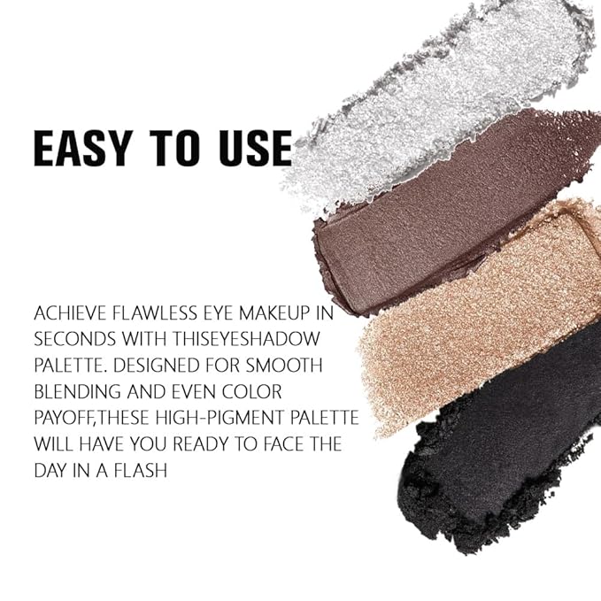 Kaely Powder Eyeshadow Quad, Smoky Bronze Glitter Eyeshadow Palette Makeup, Neutral Eye Shadow Palette for Older Women Pigmented Waterproof, sombras para ojos, Blendable, Cruelty-free, 04